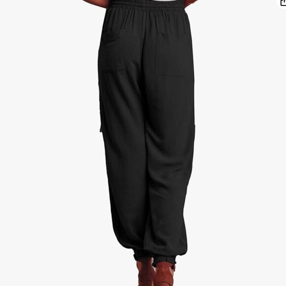 LYANER Women's Casual High Waisted Elastic Drawstring Pants With Pockets -L - Picture 3 of 8